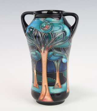 A contemporary Moorcroft Moonlit Sonata 2 handled vase dated 2008 19cm 
