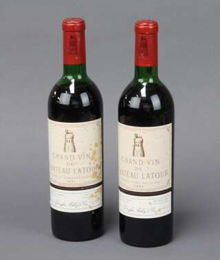 Two bottles of 1971 Chateau Latour Grand Vin wine, imported by Douglas Ashby & Co 