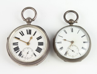 A Victorian silver keywind pocket watch with seconds at 6 o'clock London 1886, ditto Chester 1900 