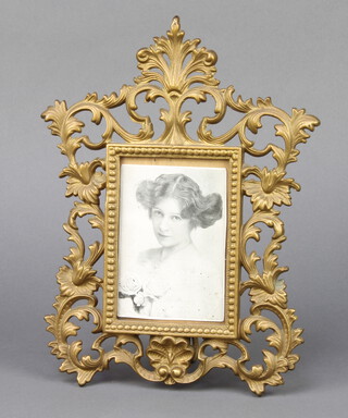 A Victorian pierced cast iron easel photograph frame, the back marked NO1009.P 30cm x 22cm 