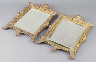 A pair of Victorian rectangular bevelled plate mirrors contained in a pierced gilt frames 39cm x 26cm 