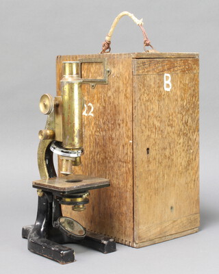 Hearson of London, a single pillar microscope no.166 boxed 
