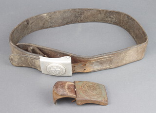 A Second World War Nazi German belt buckle marked Gottm Mit Uns together with 1 other 