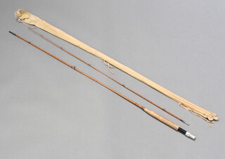 The Hardy Brothers Perfection 2 piece split cane 8' trout fly fishing rod in original cloth bag 