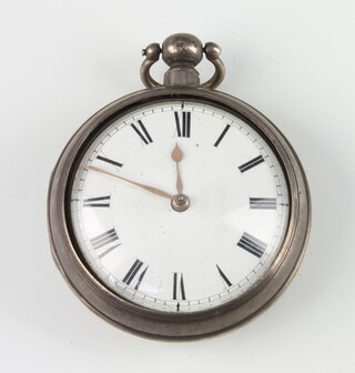 A George IV silver key wind pair cased pocket watch, the movement inscribed William Lond Abingdon, London 1826