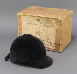 A Herbert Johnson of Bond Street London, riding hat with original card box (for decorative purposes only)
