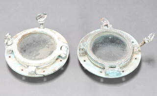 Two bronze and glass port holes 29cm diam x 10cm d