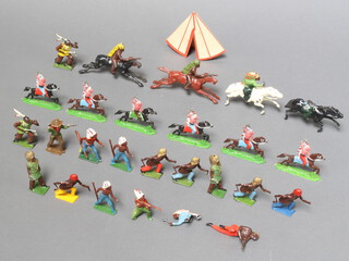 A collection of Britains and other mounted and unmounted Native Americans 
