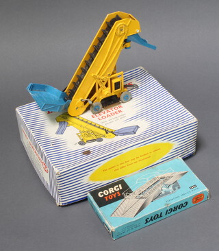 Dinky Supertoys, a 1964 elevator loader in blue and white striped box together with a Corgi Toys 1401 elevating service ramp in turquoise box
