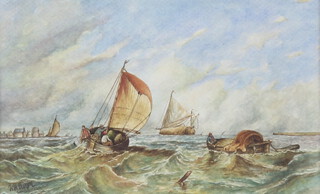 Walter Pearson, watercolour, "Returning to Port" signed 12cm x 20cm 