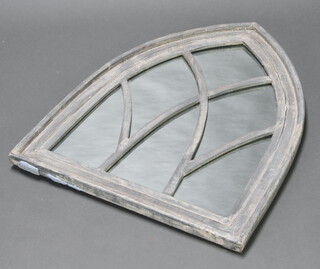 A Gothic style plate mirror in the form of an arched window 81cm h x 65cm w x 3cm d 