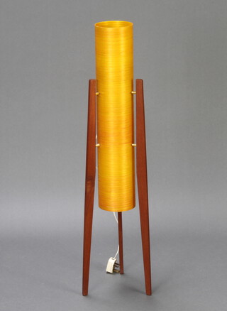 A 1960's teak and amber plastic drop standard lamp 94cm h x 18cm 