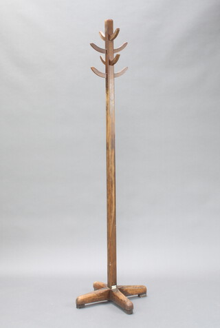 An Art Deco oak "cactus" coat rack, the base of cruciform form marked HOP 2037 Allards 78cm h x 53cm w x 50cm d 