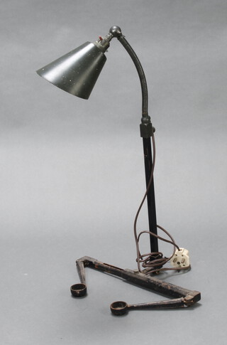 A 1950's industrial anglepoise lamp on adjustable stand 70cm h x 40cm w x 24cm d 