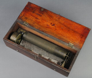 A Victorian cylinder musical box with 19 1/2 cylinder, base plate marked 3007, contained in a mahogany case with hinged lid 8.5cm h x 30cm w x 11cm d, complete with key, in running order  