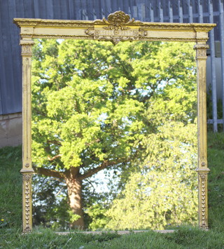 A modern 19th Century style plate over mantel mirror contained in a decorative gilt frame 150cm h x 138cm w x 10cm d
