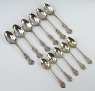 A set of 6 Victorian silver teaspoons, London 1859 together with 5 coffee spoons (rubbed marks), 255 grams 