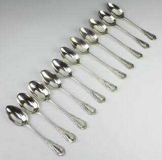 A Victorian silver lily pattern tablespoon London 1887 and 10 others, 1036 grams