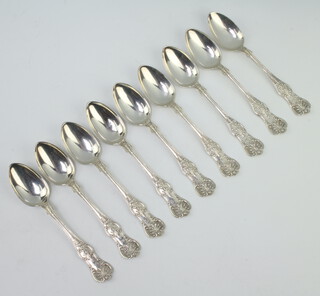 A set of 9 Victorian silver kings pattern teaspoons Glasgow 1859, 225 grams 
