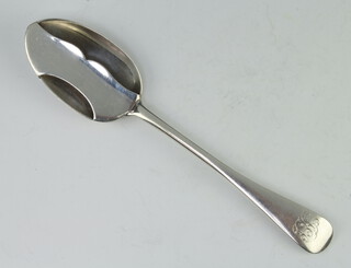 A Victorian silver moustache spoon, Old English design, London 1894, 84 grams 