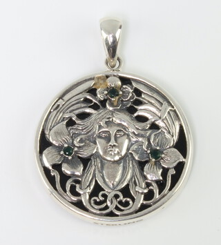 A sterling silver Art Nouveau style pendant 