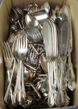 A quantity of Edwardian and other silver plated cutlery etc 