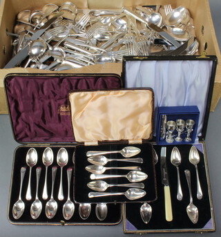 A quantity of silver plated cutlery including cased sets etc 