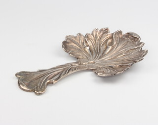 A George III cast silver caddy spoon in the form of a leaf Birmingham 1810, 8cm, 13.5 grams
