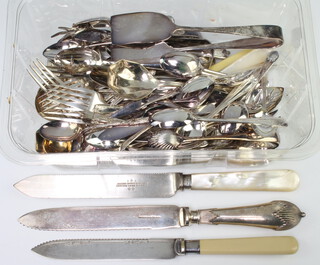 A quantity of silver plated cutlery including sets of teaspoons