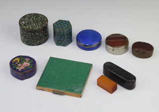 An enamelled trinket box 5cm and other trinket boxes