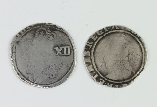 A Charles I shilling and an Elizabeth I sixpence 