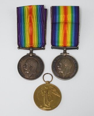 A World War One pair of medals to 6568 Pte. A.R.H.Chessal 15/Land.R together with a War medal to 29298 Pte.J.H.Beatty R.D.FUS 