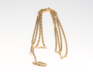 A 9ct yellow gold flat link necklace 75cm, 12 grams
