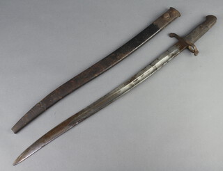 An 1856 Enfield sword bayonet complete with scabbard, blade marked A & AS