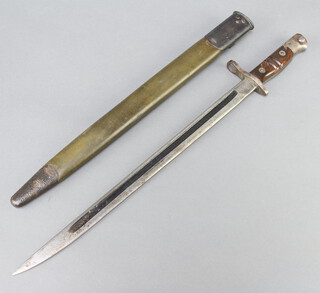 A 1917 Remington bayonet complete with scabbard