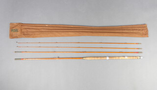 An Ogden Smith 13' split cane salmon fly fishing rod with 2 tips in original cloth bag 