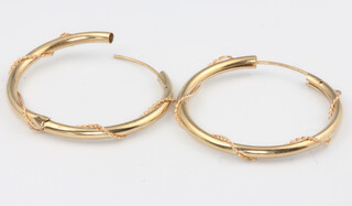 A pair of 9ct yellow gold hoop earrings 2 grams