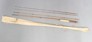 C Farlow, a Victorian 10'6" trout fly fishing rod in a cloth bag 