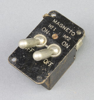 A Second World War Air Ministry 2 switch magneto switch, reference no. C2/1540 Mk2 removed from a Spitfire, Hurricane or Lancaster bomber 