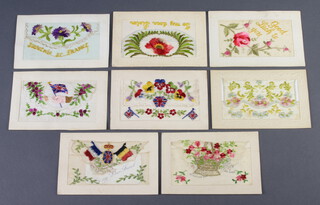 Eight First World War embroidered greetings cards 