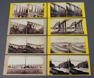 Frances Bedford, a stereoscopic slide "No.1286 Clifton Suspension Bridge, From River Bank No.2", Heath Opticians, 4 George Street Plymouth, 4 stereoscope slides - Albert Bridge Saltash, Saltash Bridge, Ivybridge Viaduct and Grenofen Viaduct, together with 3 others, Grenofen Viaduct near Tavistock and 2 of viaducts under construction  