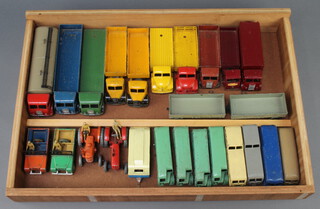 A model Foden petrol tanker, 2 Foden lorries, 2 Leyland Comets, a Dinky 01 tractor, motor coaches and other vehicles, all play worn 