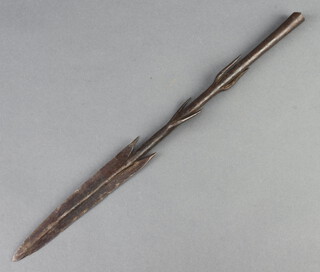 A barbed metal "fishing spear" 39cm x 3cm 