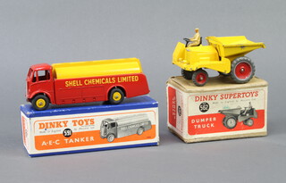 A Dinky 591 A E C Tanker (boxed) and a Dinky 562 Dumper Truck (boxed)