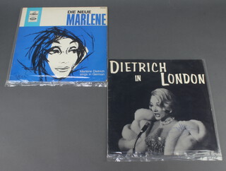 Marlene Dietrich, 2 signed vinyl records. Die Neue Marlene (signed on reverse) and "Marlene in London" (signed on front) 