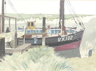 William George Denley-Hill ARCA, watercolour, fishing boat Rye Harbour 27cm x 37cm 