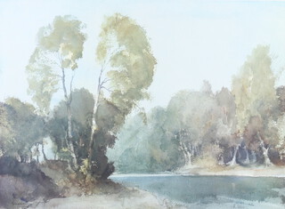 Sir William Russell Flint (1880-1969), print signed in pencil, Continental riverscape 53cm x 67cm  