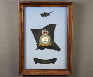 A Royal Air Force Station Akrotiri presentation metal plaque, marked Presented to Princess Marina House, Marina House from all personnel at RAF Akrotiri, framed, 45cm x 30cm  