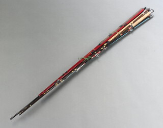 Two vintage spinning fishing rods, an Abu Leger rod, a match rod and 1 other 