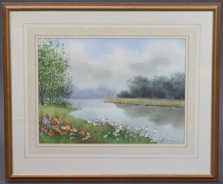 D Haddow, watercolour signed, river landscape 33cm x 45cm 